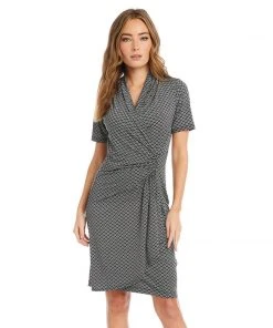 Karen Kane Short Sleeve Cascade Wrap Dress