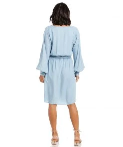 Karen Kane Long Sleeve Chambray Dress Clothing