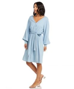 Karen Kane Long Sleeve Chambray Dress Clothing