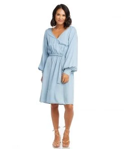Karen Kane Long Sleeve Chambray Dress Clothing