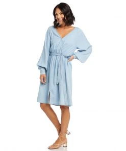 Karen Kane Long Sleeve Chambray Dress Clothing