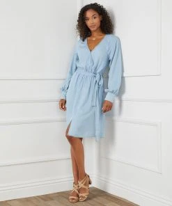 Karen Kane Long Sleeve Chambray Dress Clothing