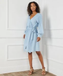Karen Kane Long Sleeve Chambray Dress Clothing