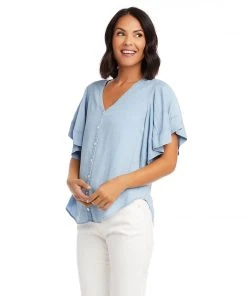 Karen Kane Flutter Sleeve Top Clothing