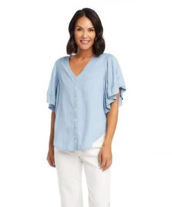 Karen Kane Flutter Sleeve Top Clothing