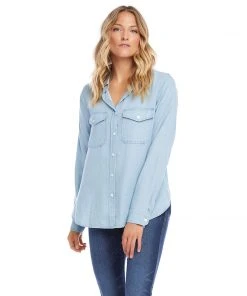Karen Kane Chambray Shirt Clothing