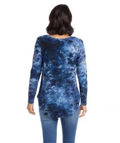 Karen Kane Tie-Dye Burnout Shirttail Top Clothing