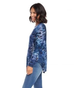 Karen Kane Tie-Dye Burnout Shirttail Top Clothing