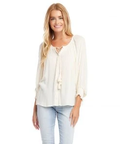 Karen Kane Button-Up Peasant Top