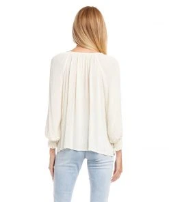 Karen Kane Button-Up Peasant Top