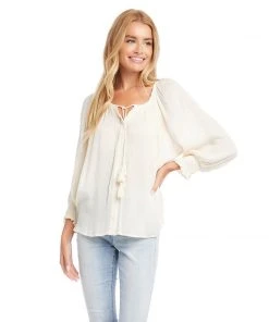 Karen Kane Button-Up Peasant Top