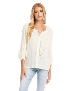 Karen Kane Button-Up Peasant Top