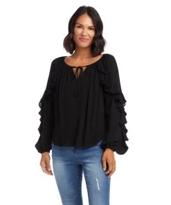 Karen Kane Ruffle Sleeve Top Clothing