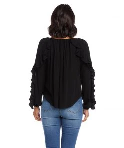 Karen Kane Ruffle Sleeve Top Clothing