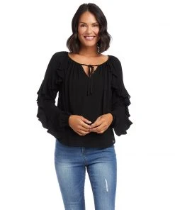 Karen Kane Ruffle Sleeve Top Clothing