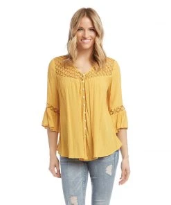Karen Kane Clothing Lace Inset Blouse