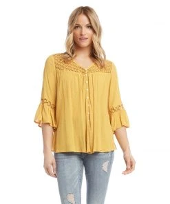 Karen Kane Clothing Lace Inset Blouse