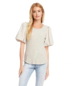 Karen Kane Clothing Petite Size Contrast Linen Sleeve Top