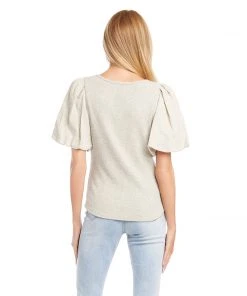 Karen Kane Clothing Petite Size Contrast Linen Sleeve Top