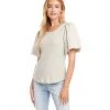 Karen Kane Clothing Petite Size Contrast Linen Sleeve Top