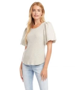 Karen Kane Clothing Petite Size Contrast Linen Sleeve Top