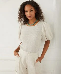 Karen Kane Contrast Linen Sleeve Top