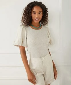 Karen Kane Contrast Linen Sleeve Top