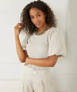 Karen Kane Contrast Linen Sleeve Top