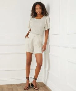 Karen Kane Contrast Linen Sleeve Top