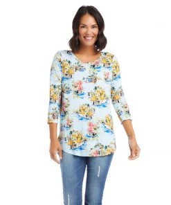 Karen Kane Clothing Petite Size 3/4 Sleeve Shirttail Tee
