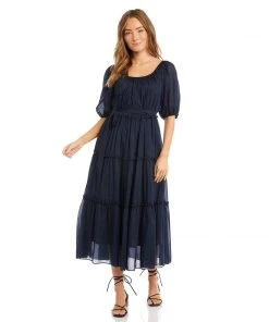 Karen Kane Tiered Poof Sleeve Dress