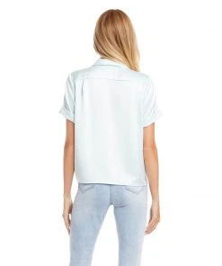 Karen Kane Clothing Roll Sleeve Tie-Front Top