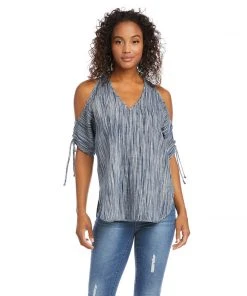 Karen Kane Cold Shoulder Tie-Sleeve Top Clothing
