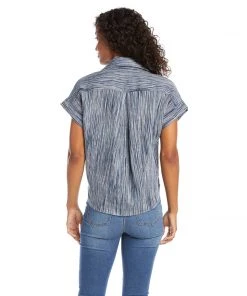 Karen Kane Roll Sleeve Tie-Front Top Clothing