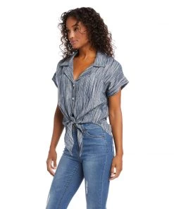 Karen Kane Roll Sleeve Tie-Front Top Clothing