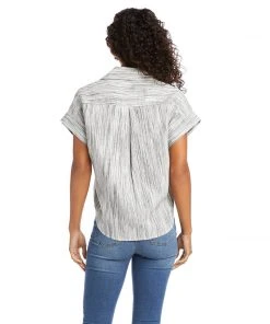 Karen Kane Clothing Roll Sleeve Tie-Front Top