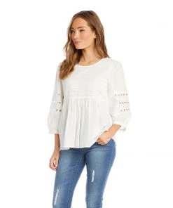 Karen Kane Embroidered Eyelet Top