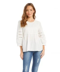 Karen Kane Embroidered Eyelet Top