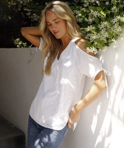 Karen Kane Embroidered Cold Shoulder Top Clothing