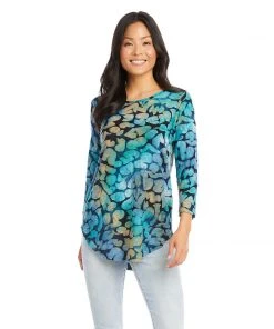 Karen Kane Petite Size Tie-Dye Burnout Shirttail Top Petites
