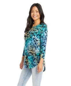 Karen Kane Petite Size Tie-Dye Burnout Shirttail Top Petites