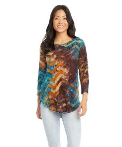 Karen Kane Clothing Petite Size Tie-Dye Burnout Shirttail Top