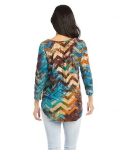 Karen Kane Clothing Petite Size Tie-Dye Burnout Shirttail Top