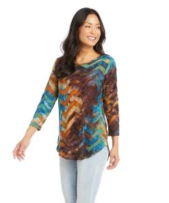 Karen Kane Clothing Petite Size Tie-Dye Burnout Shirttail Top