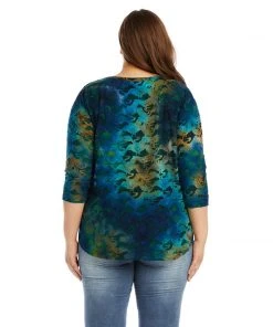 Karen Kane Plus Size Tie-Dye Burnout Shirttail Top