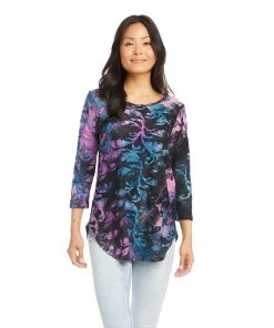 Karen Kane Clothing Tie-Dye Burnout Shirttail Top
