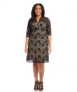 Karen Kane Plus Size V-Neck Scallop Lace Dress