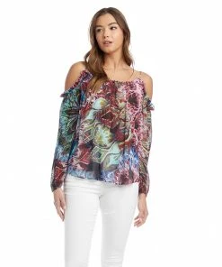 Karen Kane Cold Shoulder Ruffle Top Clothing