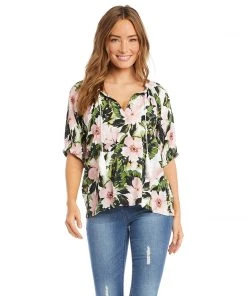 Karen Kane Clothing Short Sleeve Peasant Top