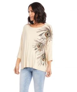 Karen Kane Tops Peacock Feather Top